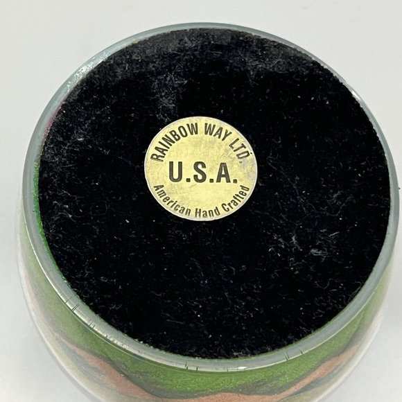 Vintage Sand Art Glass Mountain Sunset Scene Paperweight Rainbow Way Ltd USA - Picture 8 of 11